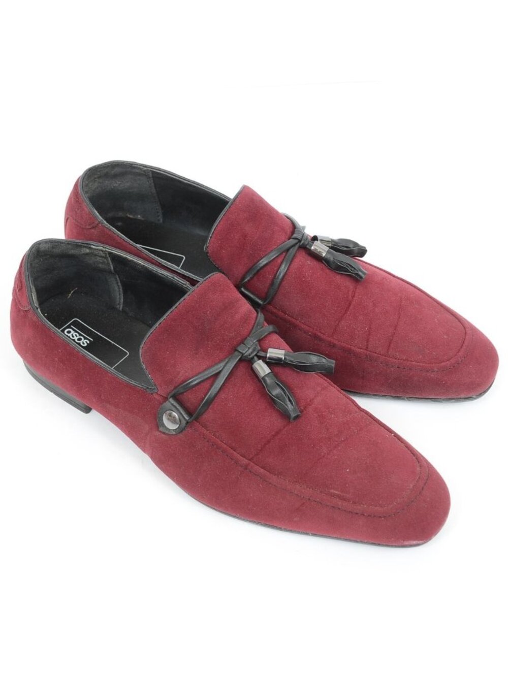 ASOS Men's 12 Burgundy Suede Tassled Preppy Slip On Loafers Old Money Shoes
